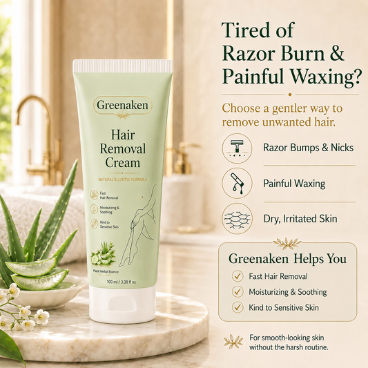 Greenaken™ Natural Gentle Hair Removal Cream | For Women & Men, Sensitive Skin
