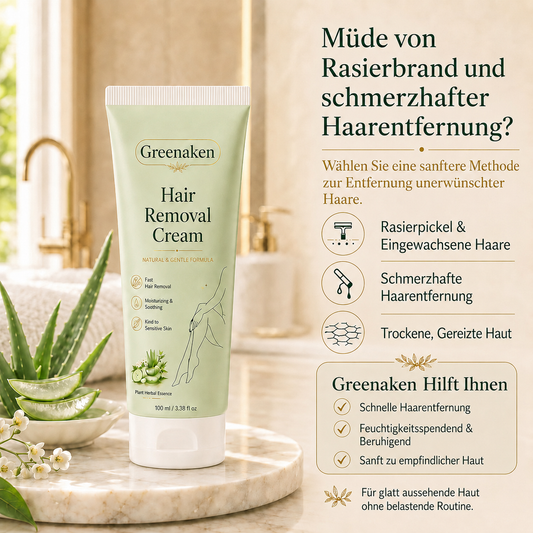 Greenaken™ Sanfte natürliche Haarentfernungscreme | Für Frauen & Männer, empfindliche Haut